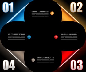 Dark style infographics business vector 02