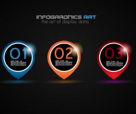 Dark style infographics business vector 03