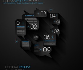 Dark style infographics business vector 08