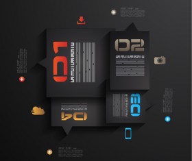 Dark style infographics business vector 10
