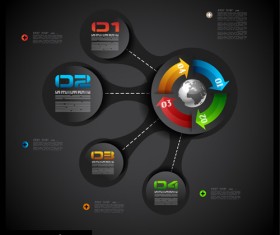 Dark style infographics business vector 19