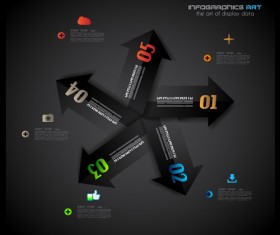 Dark style infographics business vector 20