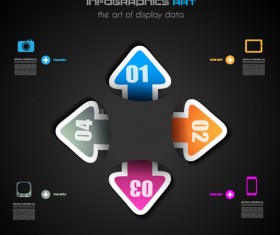 Dark style infographics business vector 24