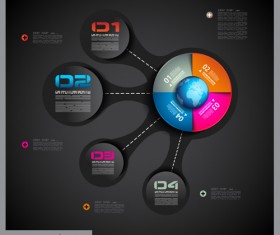 Dark style infographics business vector 25
