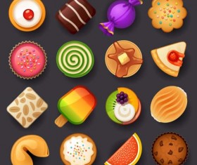 Delicious dessert circle icons set