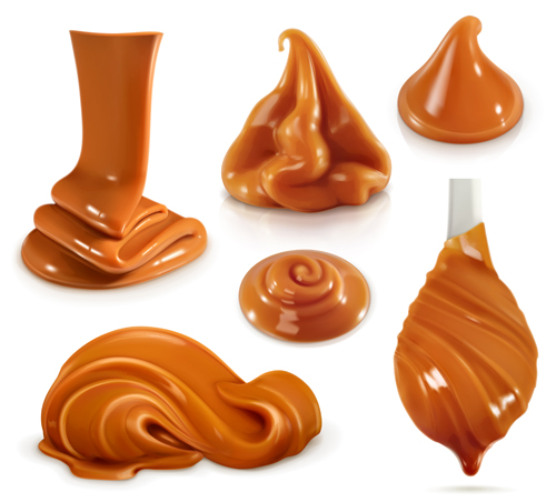 Different caramel design vector