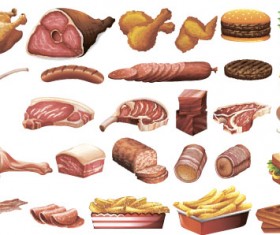 Different meats vector set