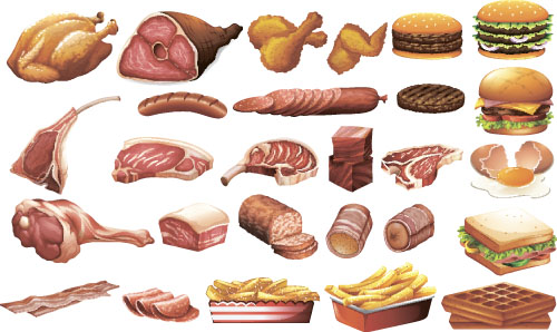 Different meats vector set