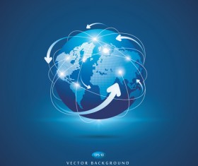 Earth with arrow business background vector