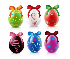 Easte colored eggs with bow vector
