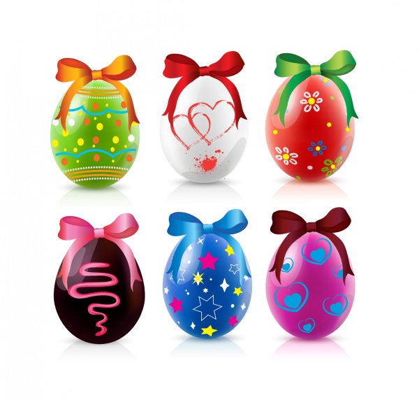 Easte colored eggs with bow vector