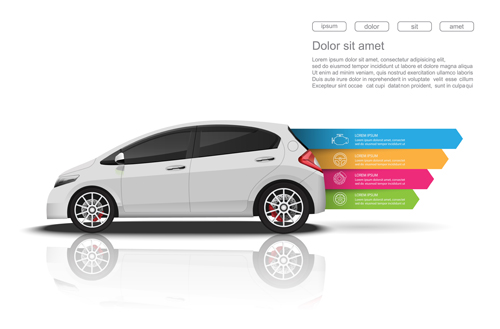 Eco car infographics vectors 02