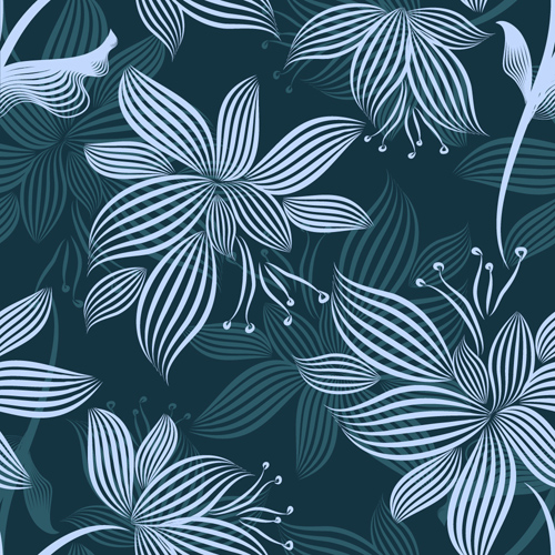 Elegant flower art pattern seamless vector 02