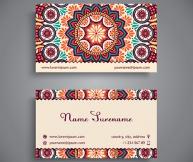 Ethnic pattern with business cards vector 01