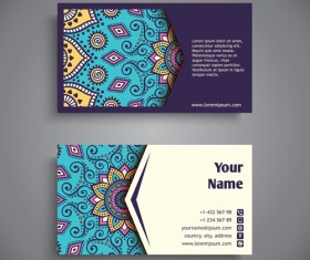 Ethnic pattern with business cards vector 02