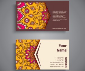 Ethnic pattern with business cards vector 03