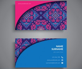 Ethnic pattern with business cards vector 04