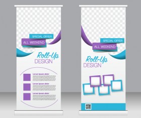 Exhibition advertising vertical banner vectors set 05