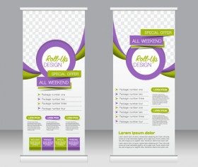 Exhibition advertising vertical banner vectors set 11