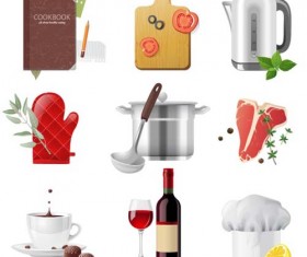 Exquisite kitchen supplies with notebook vector