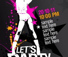 Fashion girl with party poster vector 02