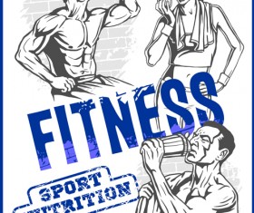Fitness GYM hand drawn poster vector 01