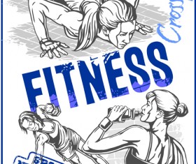Fitness GYM hand drawn poster vector 02