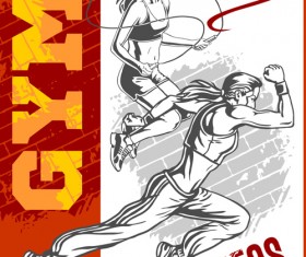 Fitness GYM hand drawn poster vector 04