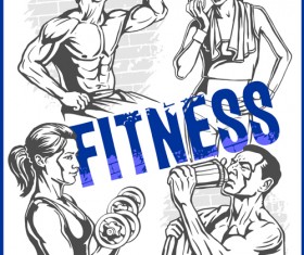 Fitness GYM hand drawn poster vector 05