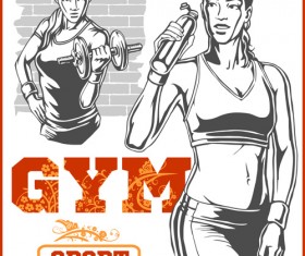 Fitness GYM hand drawn poster vector 06