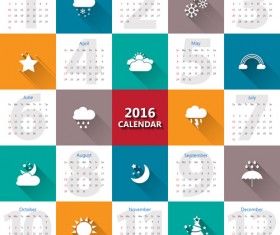 Flat 2016 calender vector material