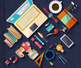 Flat Office Tools vector