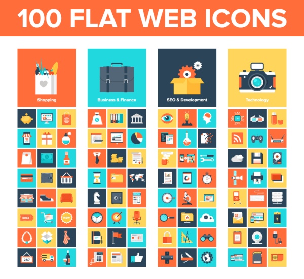 Flat web icon vector set