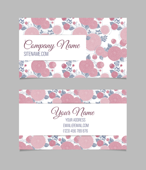 Floral business cards elegant vector material 01