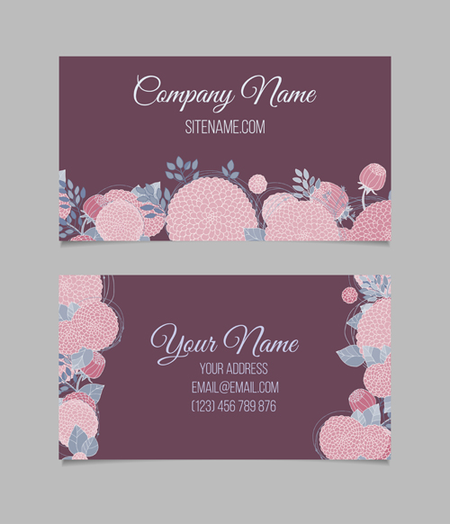 Floral business cards elegant vector material 02