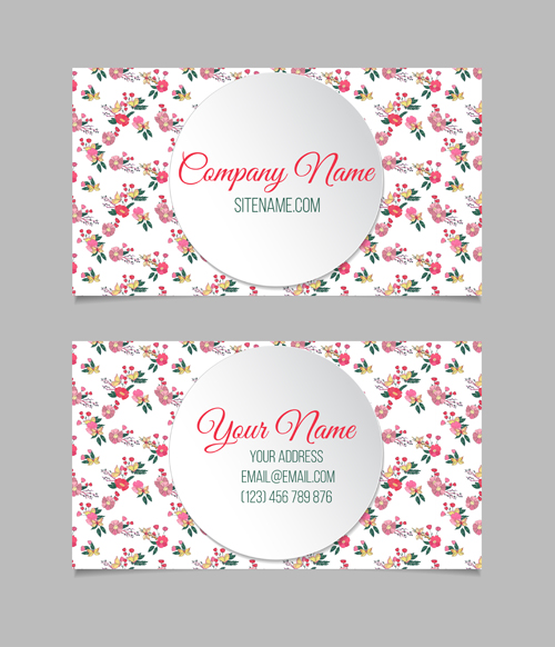 Floral business cards elegant vector material 03