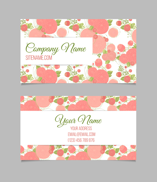 Floral business cards elegant vector material 04