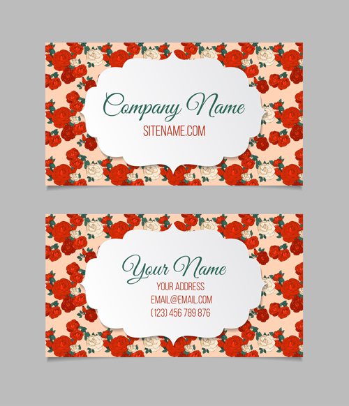 Floral business cards elegant vector material 06