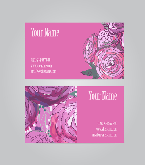 Floral business cards elegant vector material 07