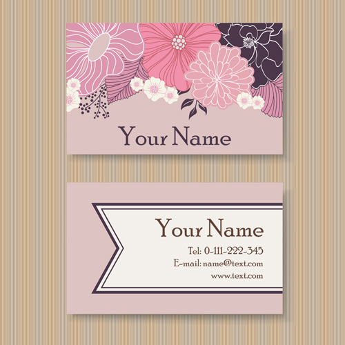 Floral business cards elegant vector material 08