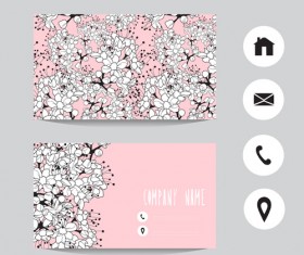 Floral business cards elegant vector material 11