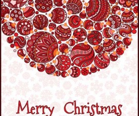Floral christmas balls with greeting cards vector 01
