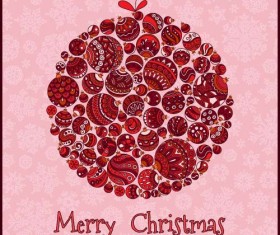 Floral christmas balls with greeting cards vector 03