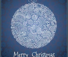 Floral christmas balls with greeting cards vector 05