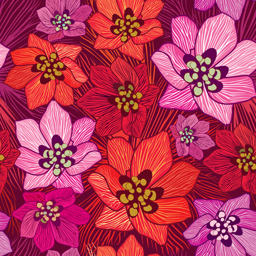 Floral seamless pattern hand drawing vector 01