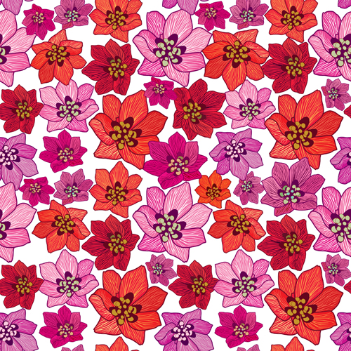 Floral seamless pattern hand drawing vector 02