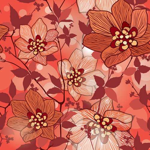 Floral seamless pattern hand drawing vector 03