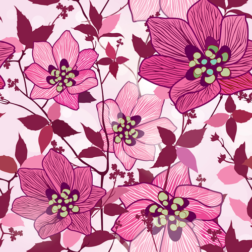 Floral seamless pattern hand drawing vector 05