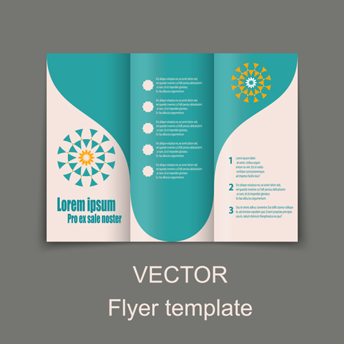 Fold flyer with brochure vector template set 01