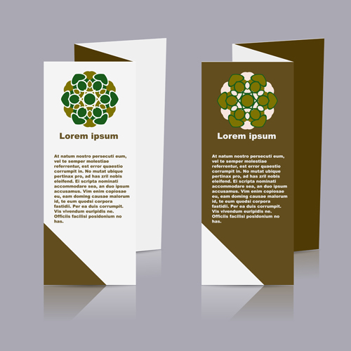 Fold flyer with brochure vector template set 02